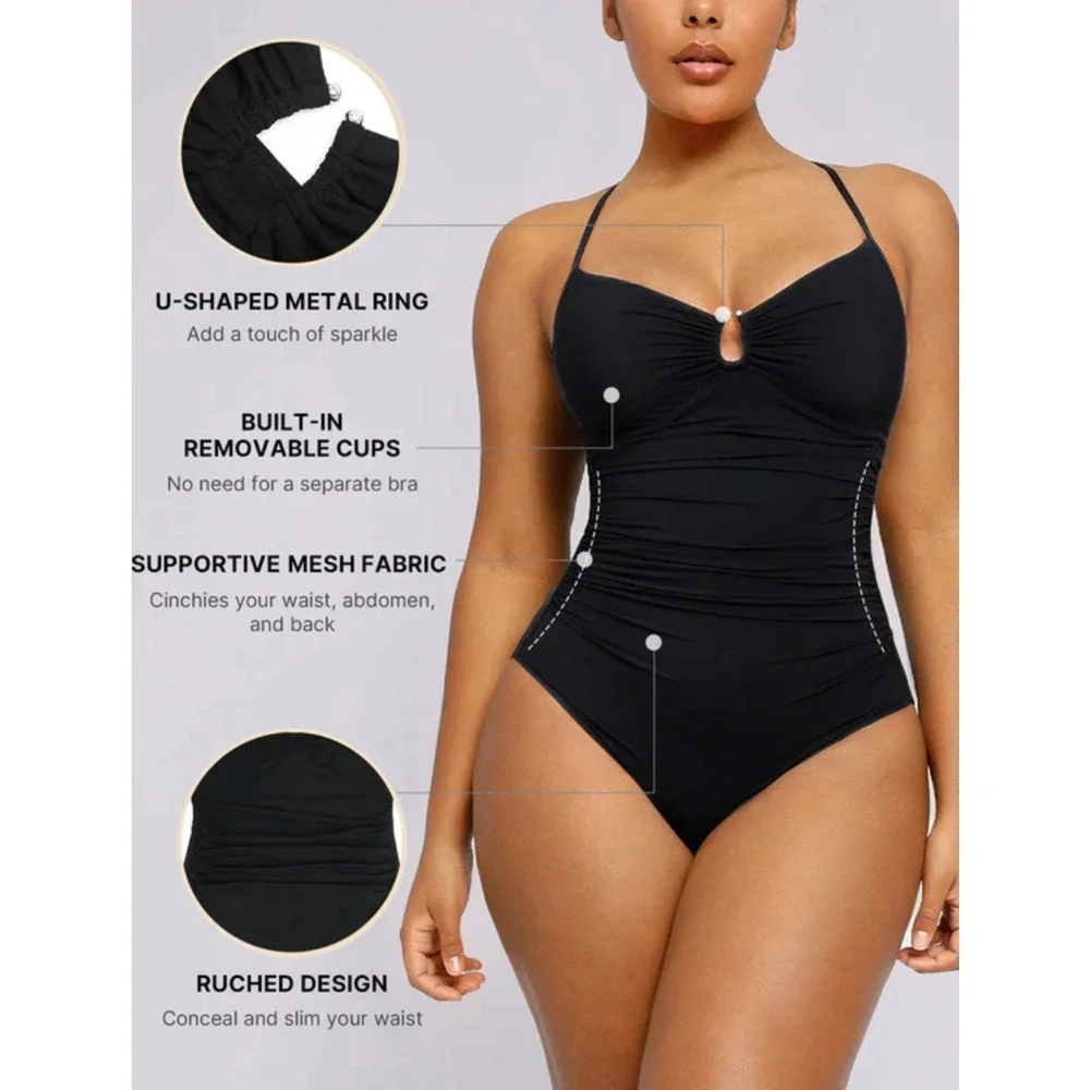 NWT ShapeLLx U-Ring Cut Out Shaping Swimsuit Sz XL color Pink